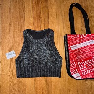 Lululemon Ebb to Train Bra, Pattern Mixing Black / Rhino Grey - size 6